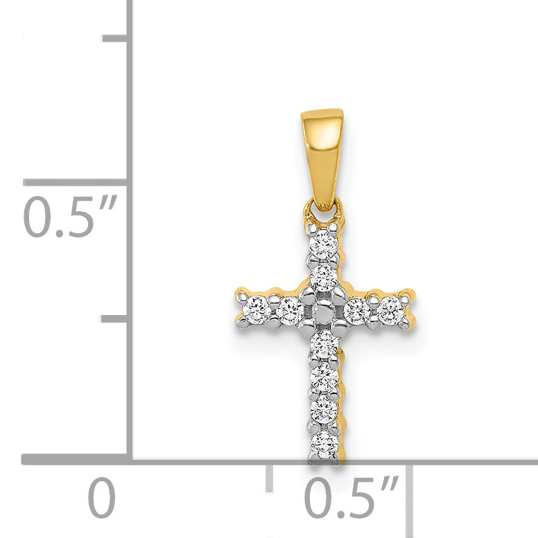 Diamond Latin Cross Pendant - 14k Yellow Gold / Diamond / 1.30 mm
