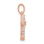 Polished Diamond Cross Pendant - 14k Rose Gold / White Diamond / 1.40 mm