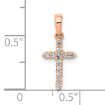 Polished Diamond Cross Pendant - 14k Rose Gold / White Diamond / 1.40 mm