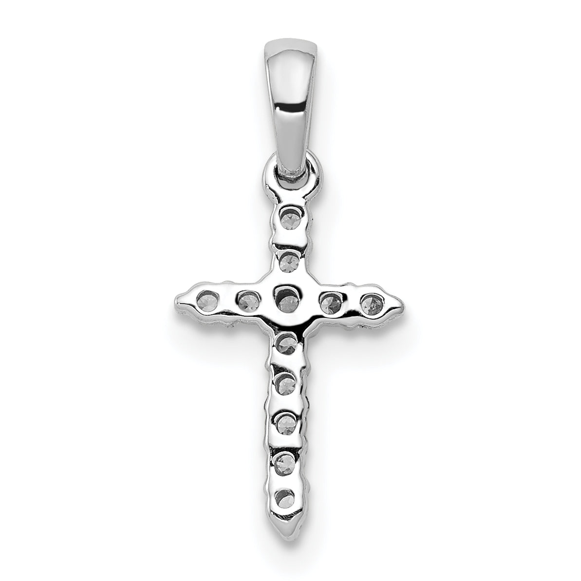 Polished Diamond Cross Pendant - 14k White Gold / Diamond / 1.40 mm