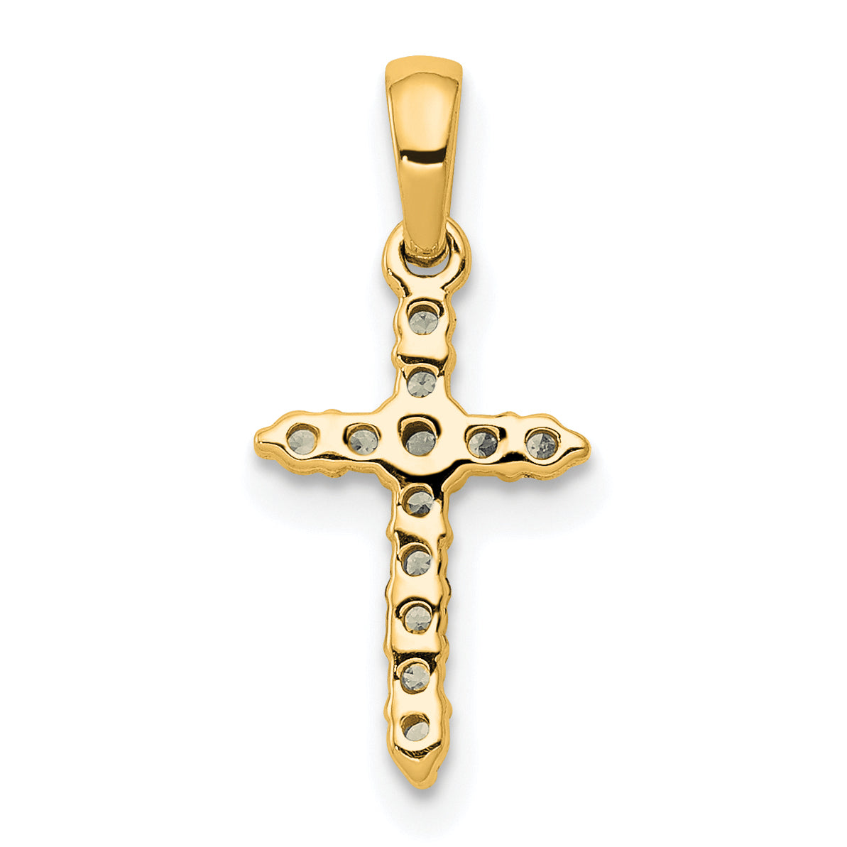 Polished Diamond Cross Pendant - 14k Yellow Gold / None / Standard, 18.25x8mm