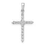 Polished Diamond Cross Pendant - 10k White Gold / None / Standard, 24x13mm