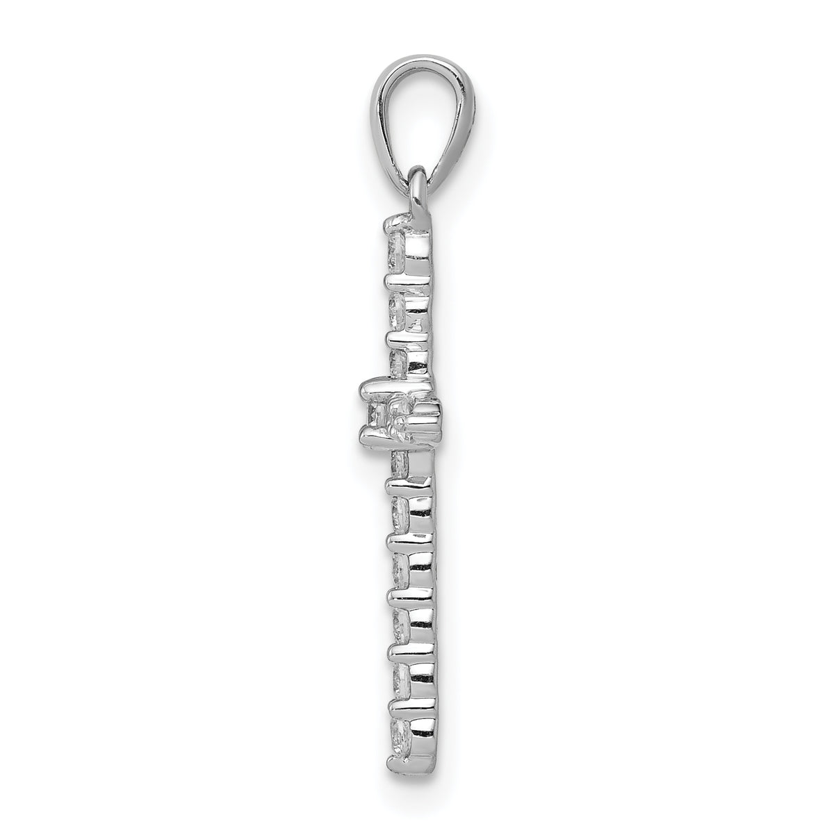 Polished Diamond Cross Pendant - 14k White Gold / Diamond / 1.70 mm