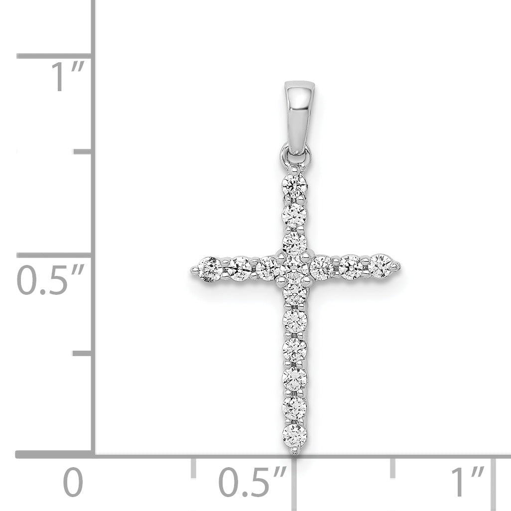 Polished Diamond Cross Pendant - 14k White Gold / Diamond / 1.70 mm