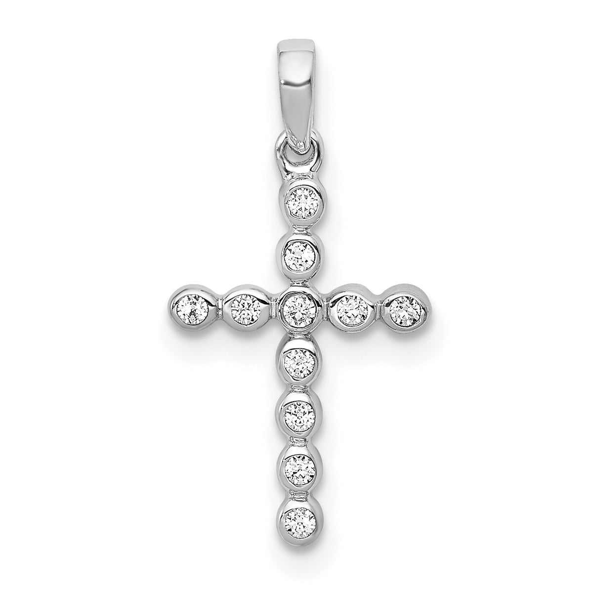 Diamond Cross Pendant - 10k White Gold / None / 20.5x10.5mm