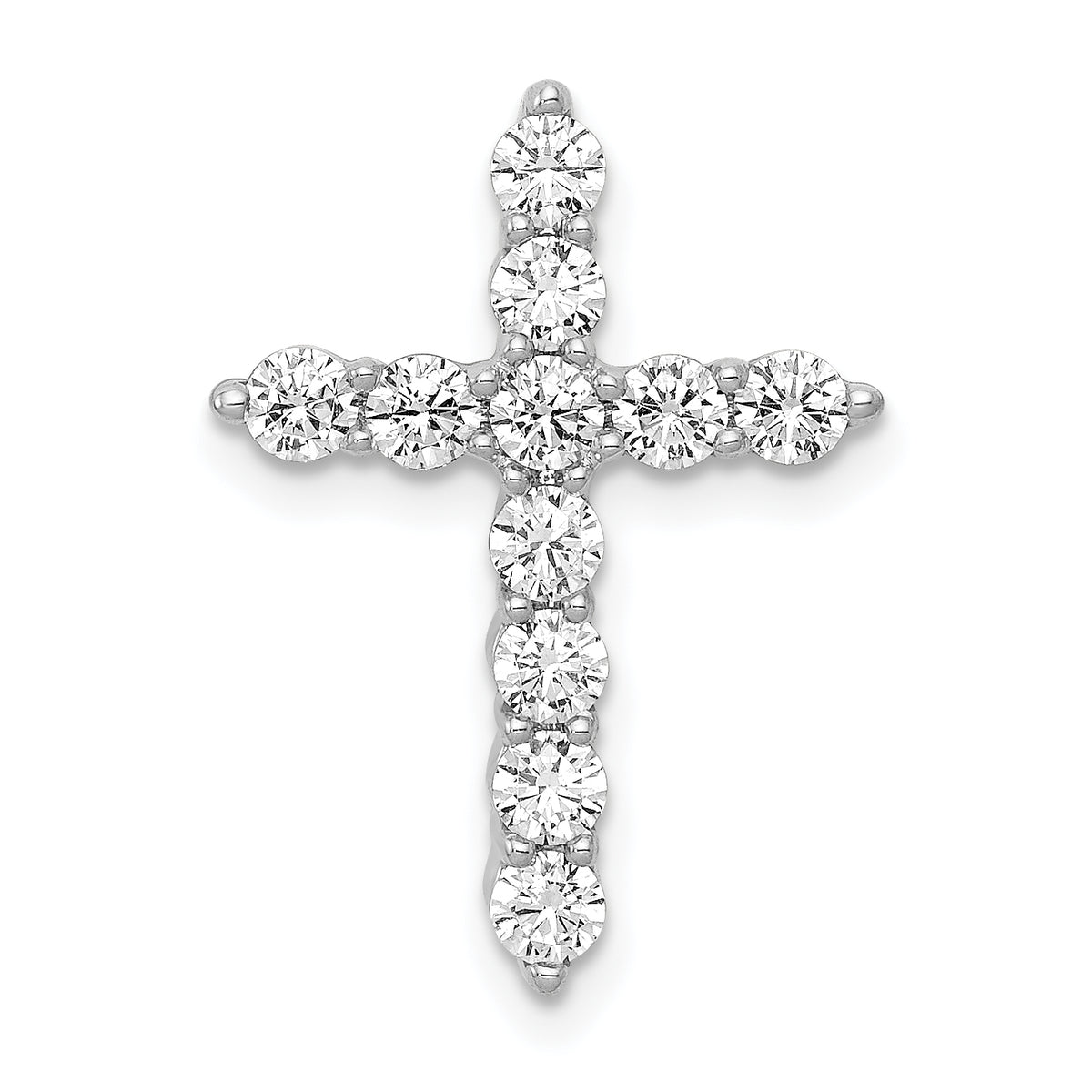 14k White Gold 3/4 carat Diamond Cross Chain Slide