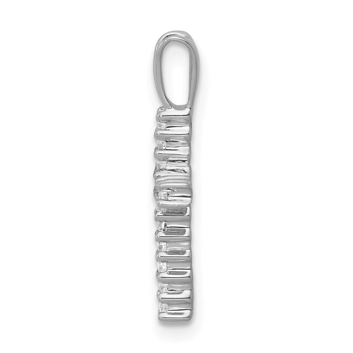 14k White Gold 1/6 carat Diamond Latin Cross Pendant, view 2