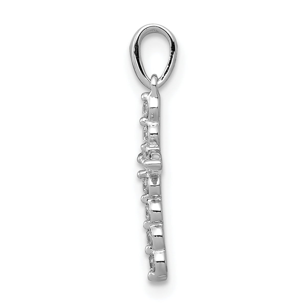 Diamond Cross Pendant - 10k White Gold / None / 19x10mm