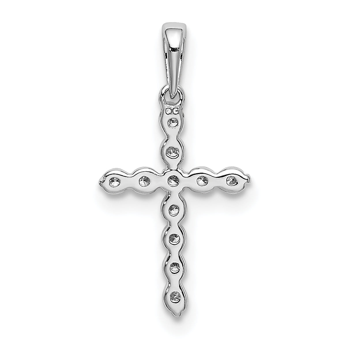 Diamond Cross Pendant - 10k White Gold / None / 19x10mm