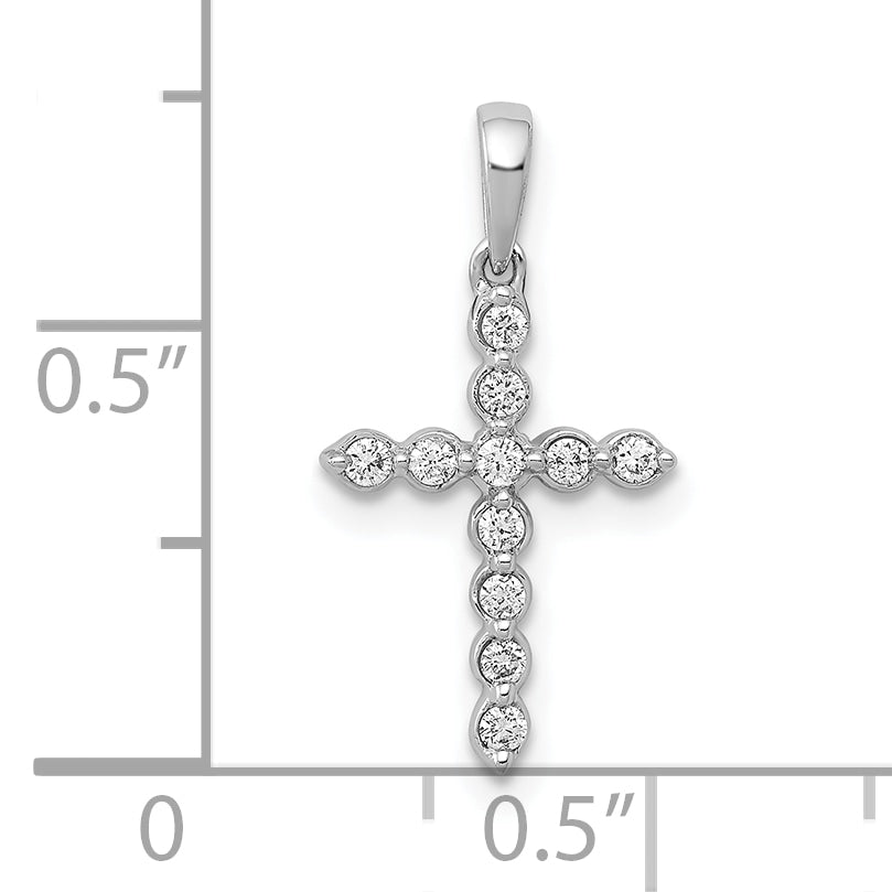 Diamond Cross Pendant - 10k White Gold / None / 19x10mm