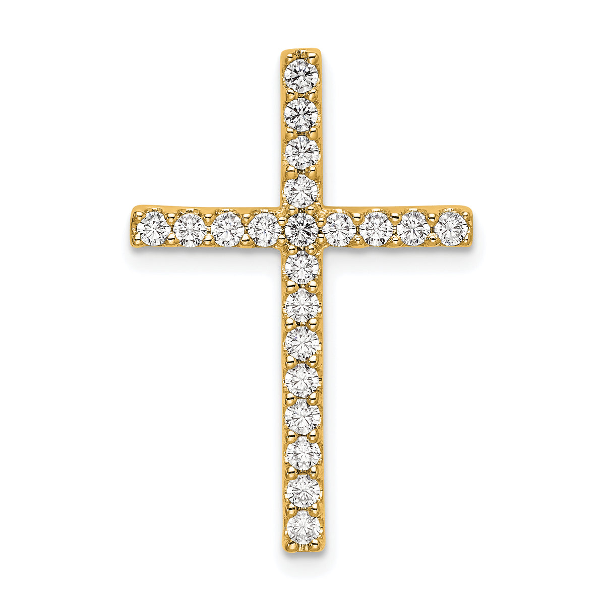 1/2 carat Diamond Cross Chain Slide Pendant - 10k Yellow Gold / Diamond, Lab Grown
