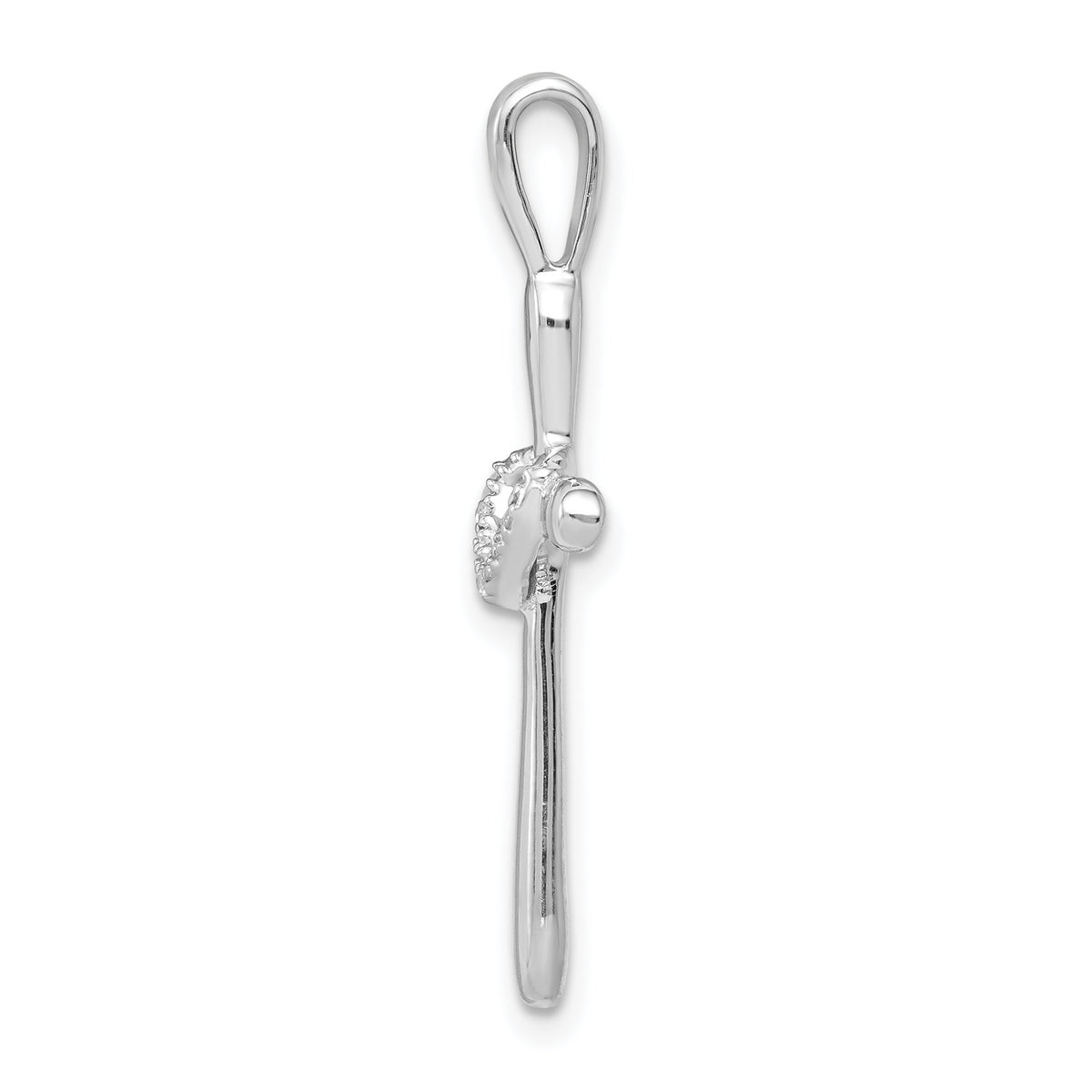 14k White Gold 1/10 carat Diamond Cross with Heart Pendant, view 2