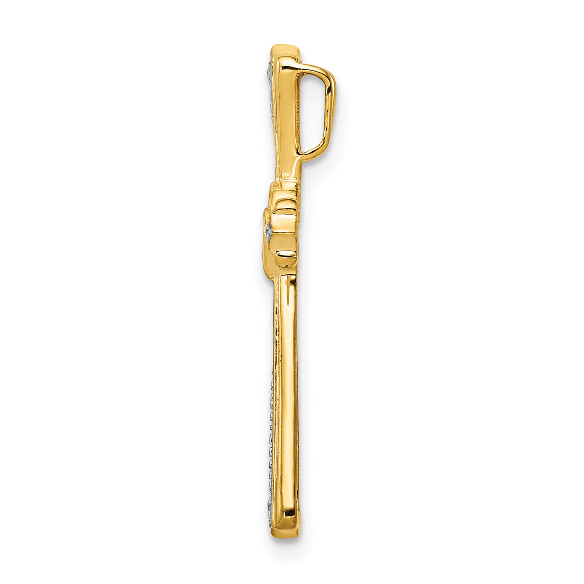 14k Gold And White Rhodium Diamond Cross Pendant, view 2