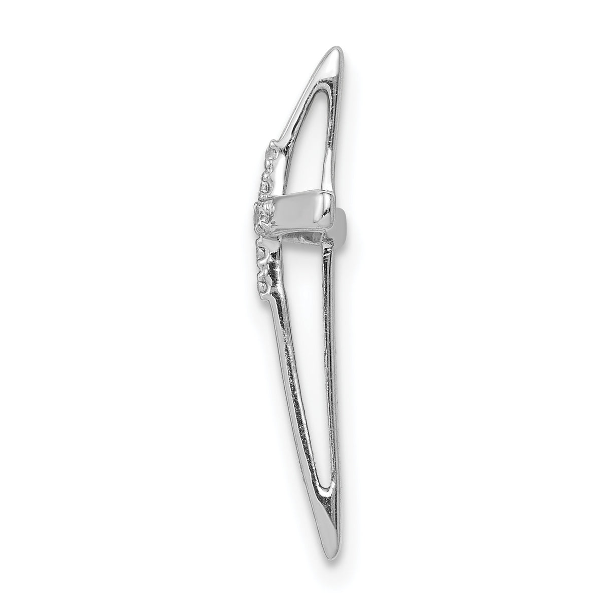 14k White Gold .03 carat Diamond Cross Chain Slide, view 2