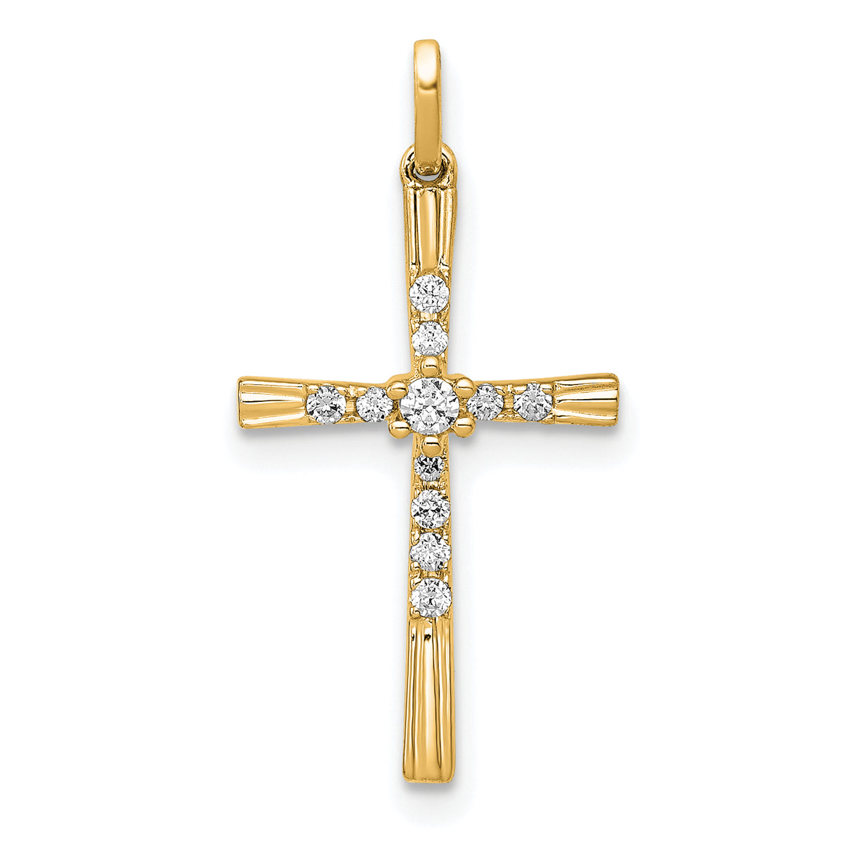 14k Yellow Gold 1/10 carat Diamond Cross Pendant