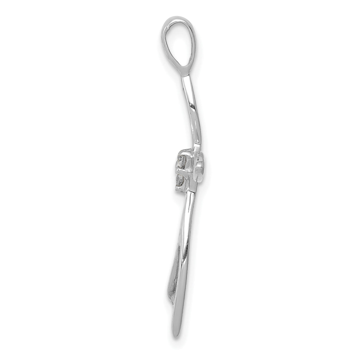 14k White Gold 3-Stone AA Diamond Cross Pendant, view 2