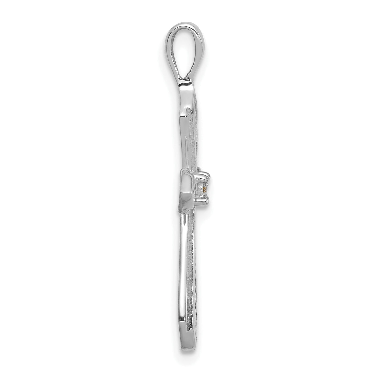 14k White Gold AA Diamond Passion Cross Pendant, view 2