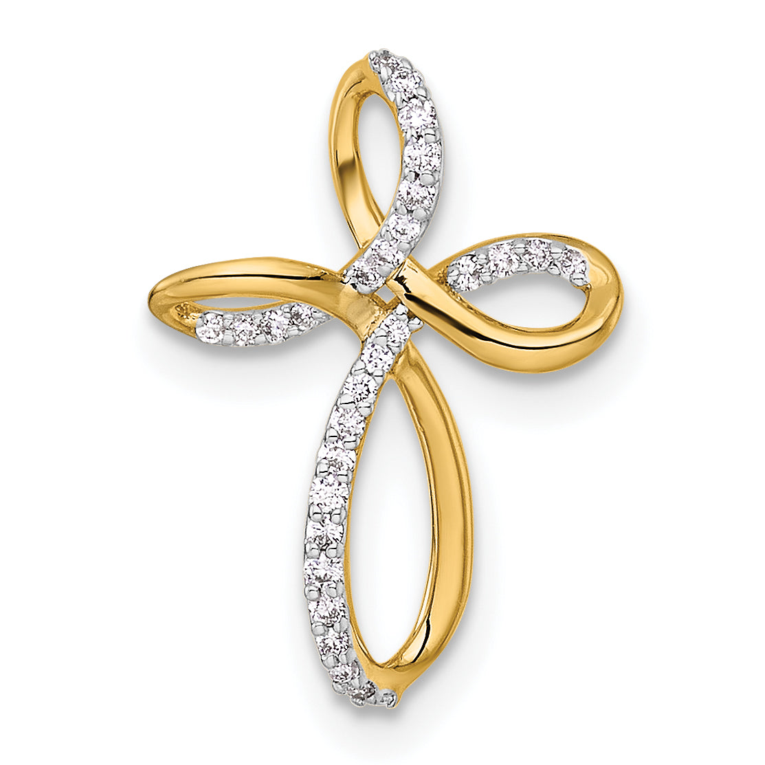 Gold Diamond Cross Pendant - 14k Yellow Gold / 1/3 ctw. / 18.1x12.6mm