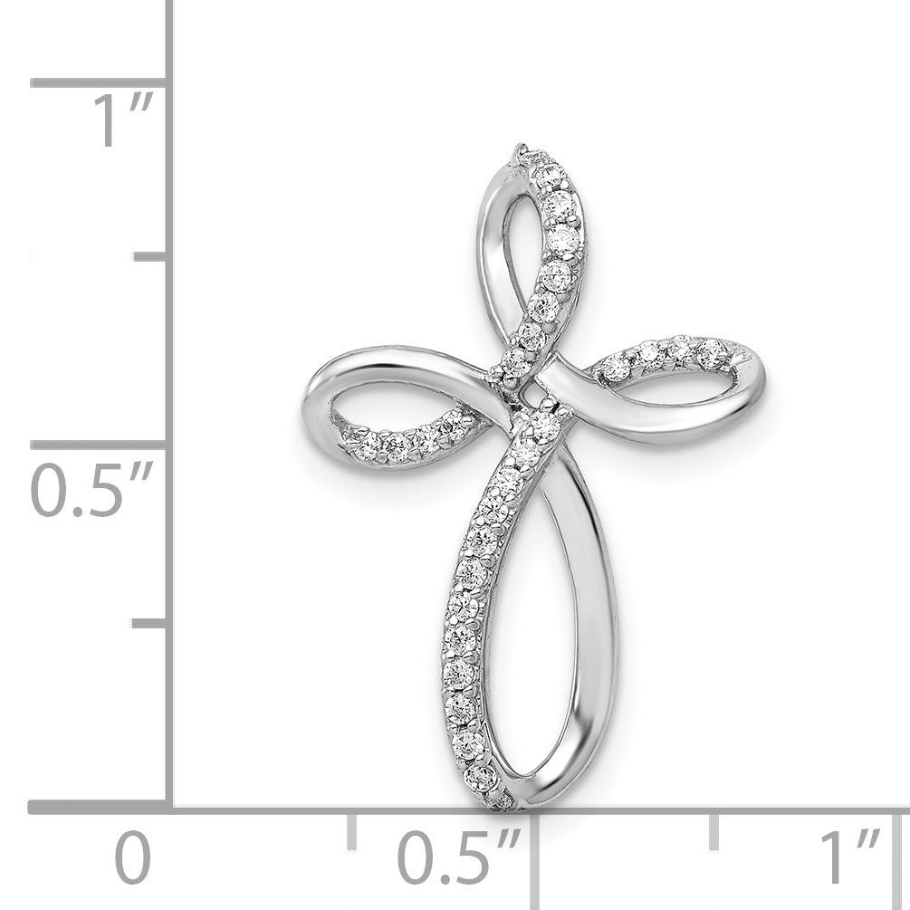 Gold Diamond Cross Pendant - 14k White Gold / 1/6 ctw. / 24x16.4mm