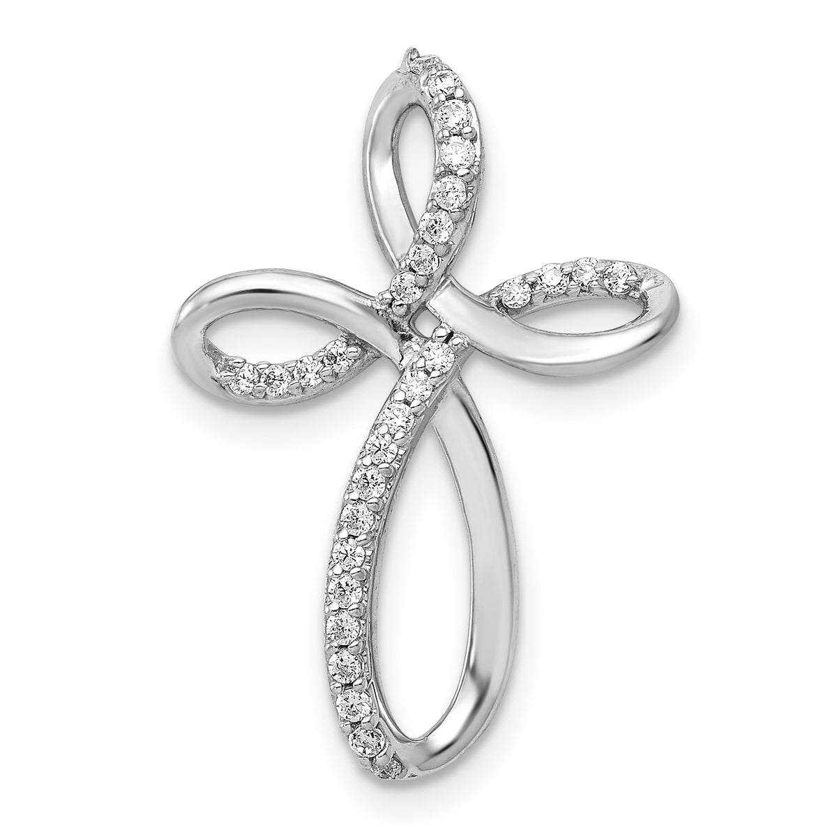 Gold Diamond Cross Pendant - 14k White Gold / 1/6 ctw. / 24x16.4mm#14k White Gold_1/6 ctw._24x16.4mm