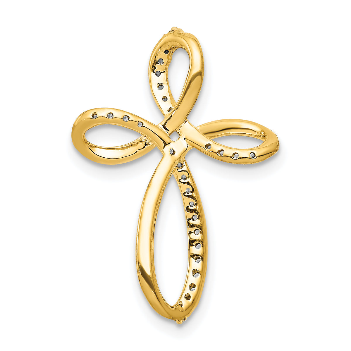 Gold Diamond Cross Pendant - 14k Yellow Gold / 1/6 ctw. / 24x16.4mm