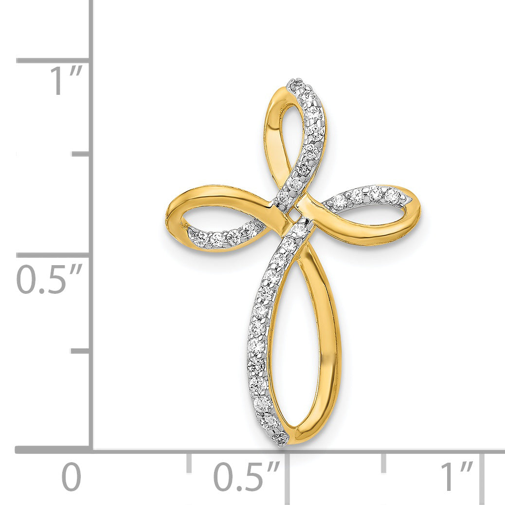 Gold Diamond Cross Pendant - 14k Yellow Gold / 1/6 ctw. / 24x16.4mm