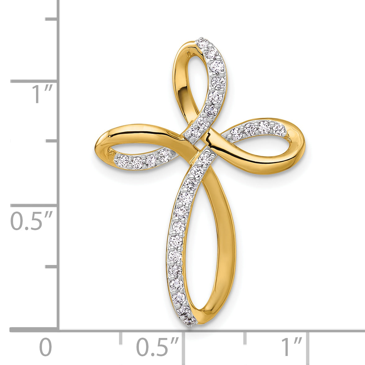 Gold Diamond Cross Pendant - 14k Yellow Gold / 1/3 ctw. / 29.9x22mm