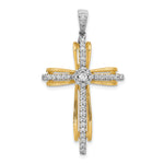 14k Two-Tone Gold 1/3 carat Diamond Passion Cross Pendant