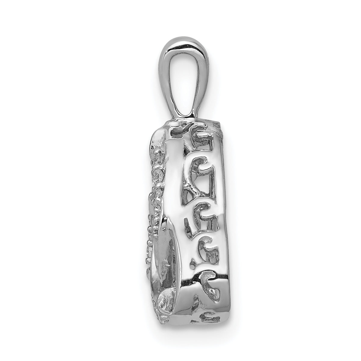 14k White Gold 1/5 carat Vibrant Moving Diamond Celtic Pendant, view 2