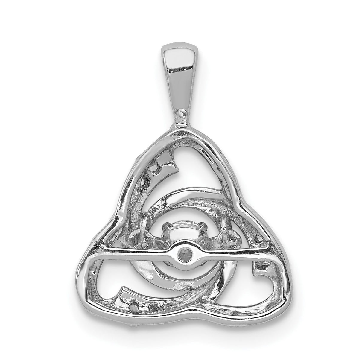 14k White Gold 1/5 carat Vibrant Moving Diamond Celtic Pendant, view 3