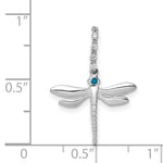 14k White Gold Blue and White Diamond Dragonfly Pendant
