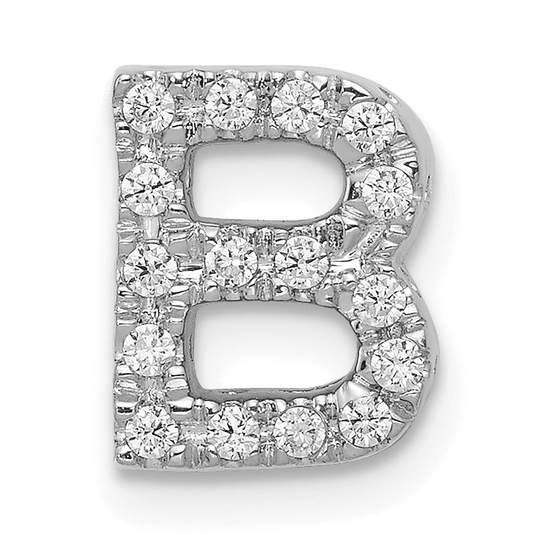 Diamond Initial Pendant - B / 14k White Gold