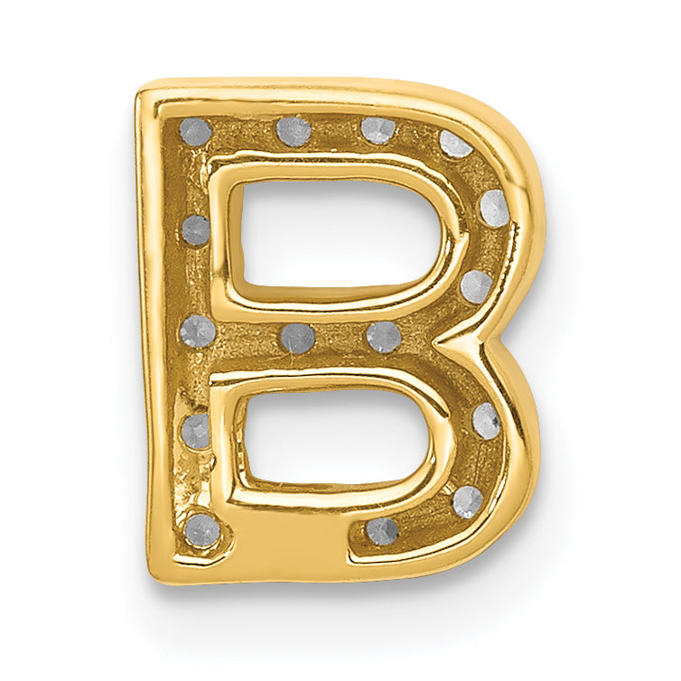Diamond Initial Pendant - B / 14k Yellow Gold