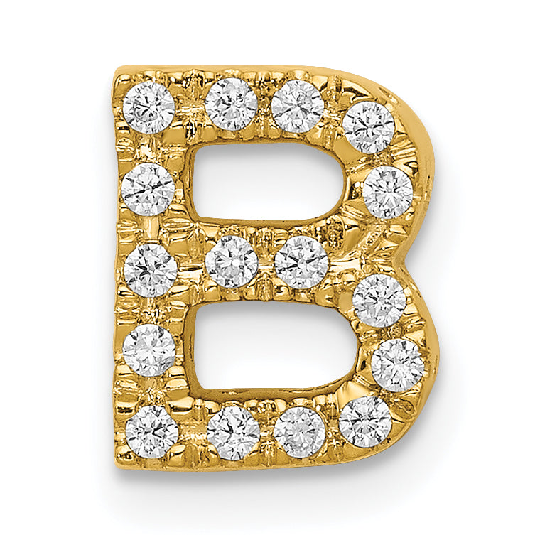 Diamond Initial Pendant - B / 14k Yellow Gold