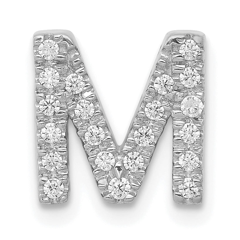 Diamond Initial Pendant - M / 14k White Gold