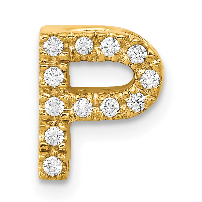 Diamond Initial Pendant - P / 14k Yellow Gold