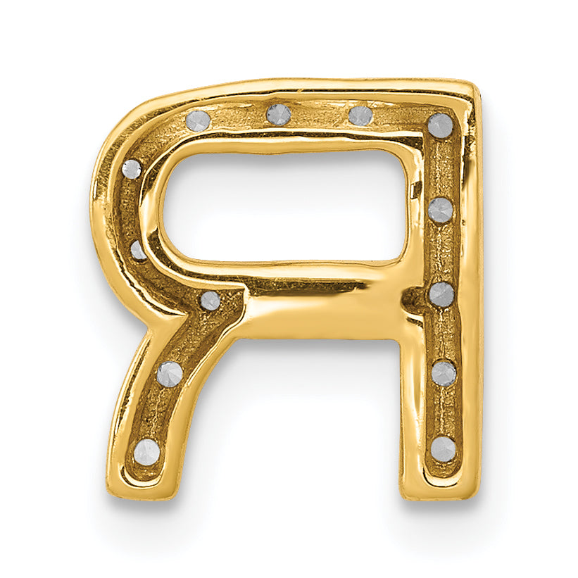 Diamond Initial Pendant - R / 14k Yellow Gold