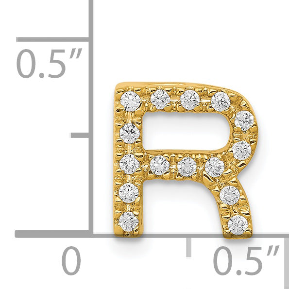Diamond Initial Pendant - R / 14k Yellow Gold