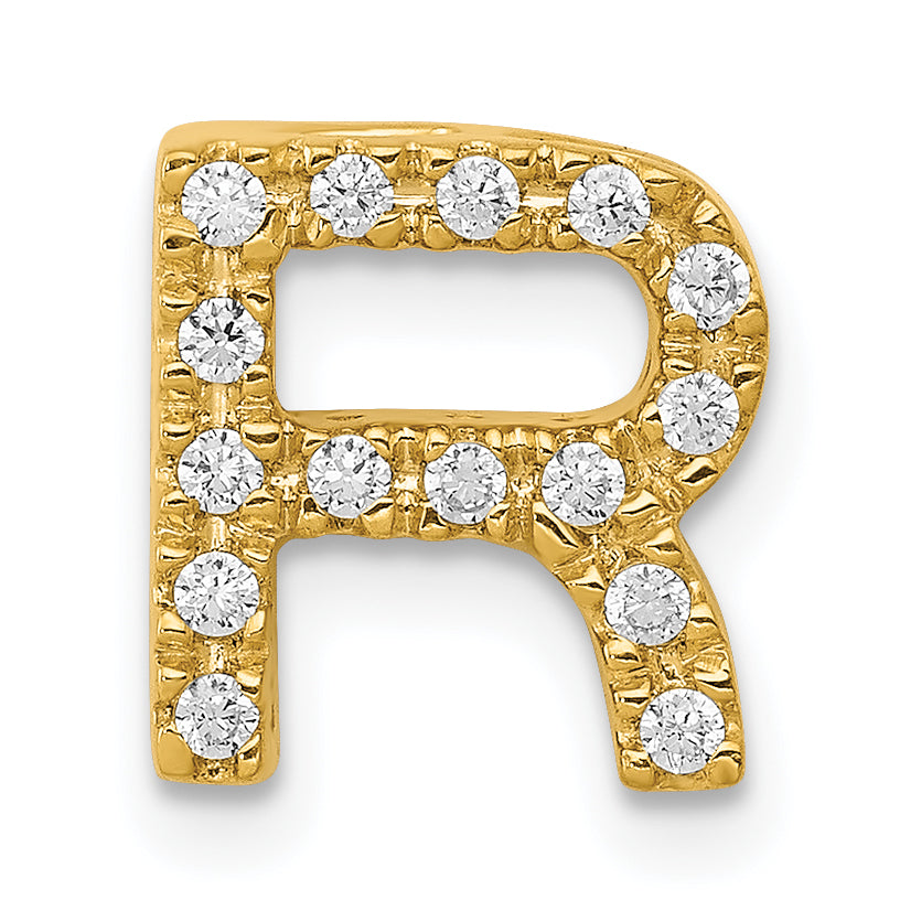 Diamond Initial Pendant - R / 14k Yellow Gold