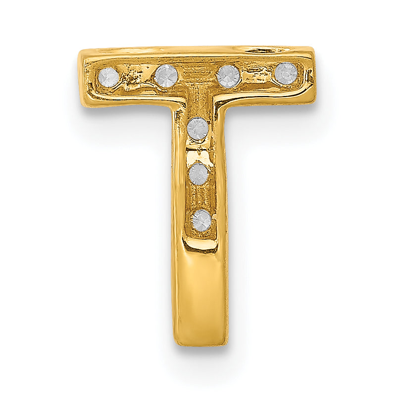 Diamond Initial Pendant - T / 10k Yellow Gold