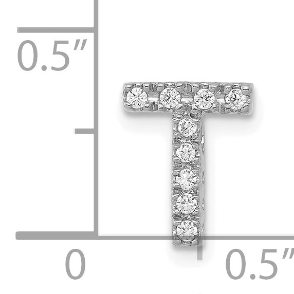 Diamond Initial Pendant - T / 14k White Gold