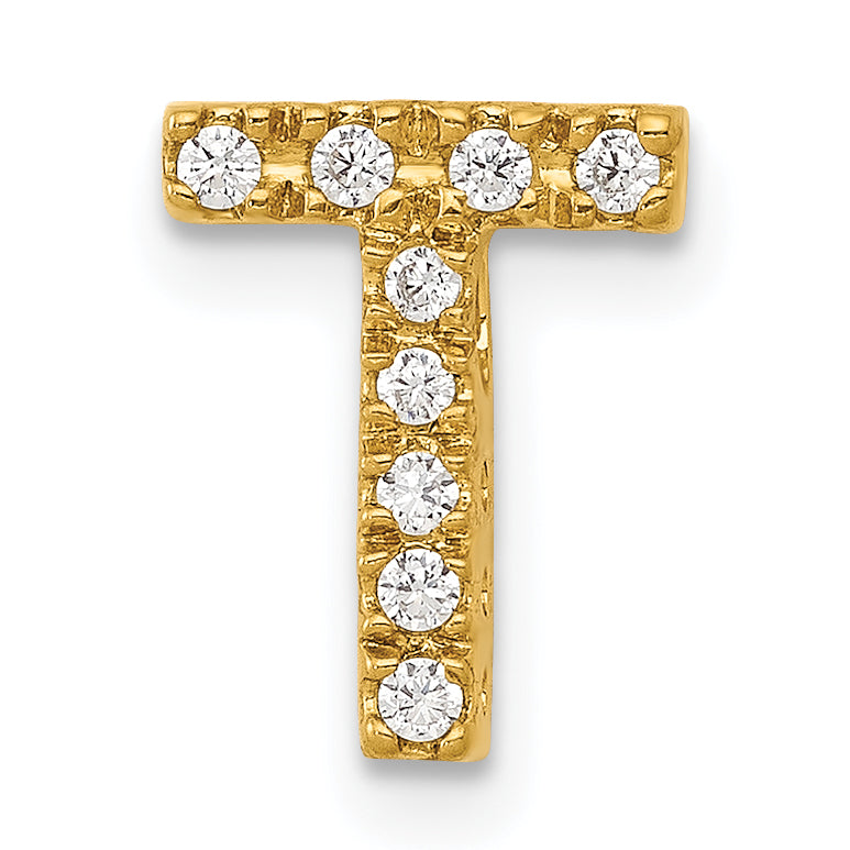 Diamond Initial Pendant - T / 14k Yellow Gold