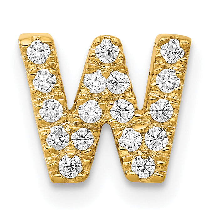 Diamond Initial Pendant - W / 10k Yellow Gold