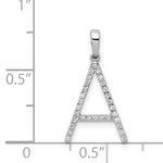 14k Gold Diamond Letter Initial Pendant, shown with a ruler for scale - A / 14k White Gold