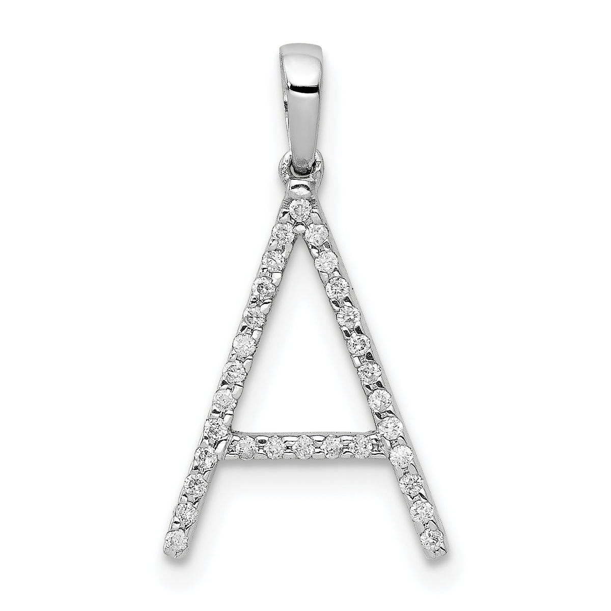 14k Gold Diamond Letter Initial Pendant - A / 14k White Gold