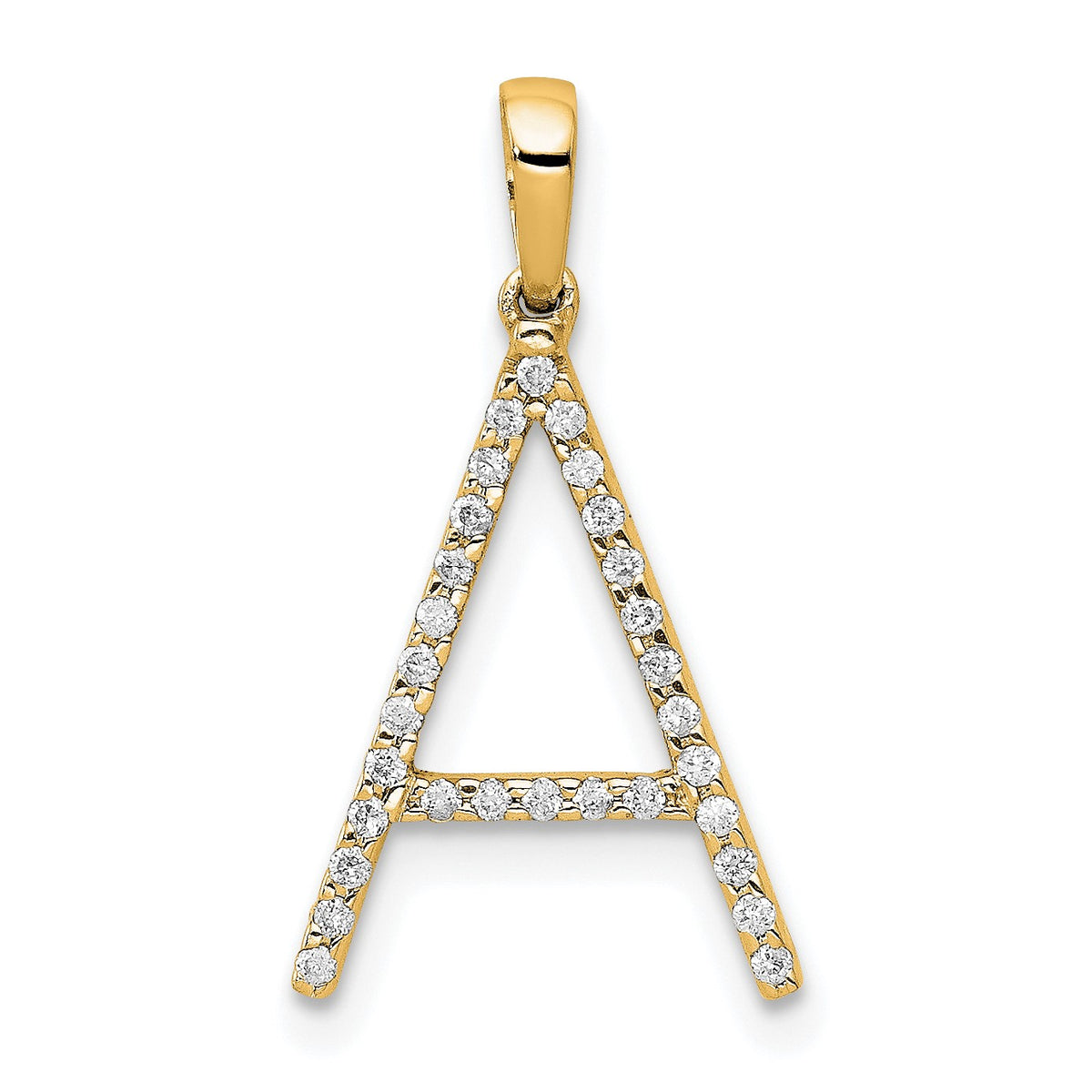 14k Gold Diamond Letter Initial Pendant - A / 14k Yellow Gold