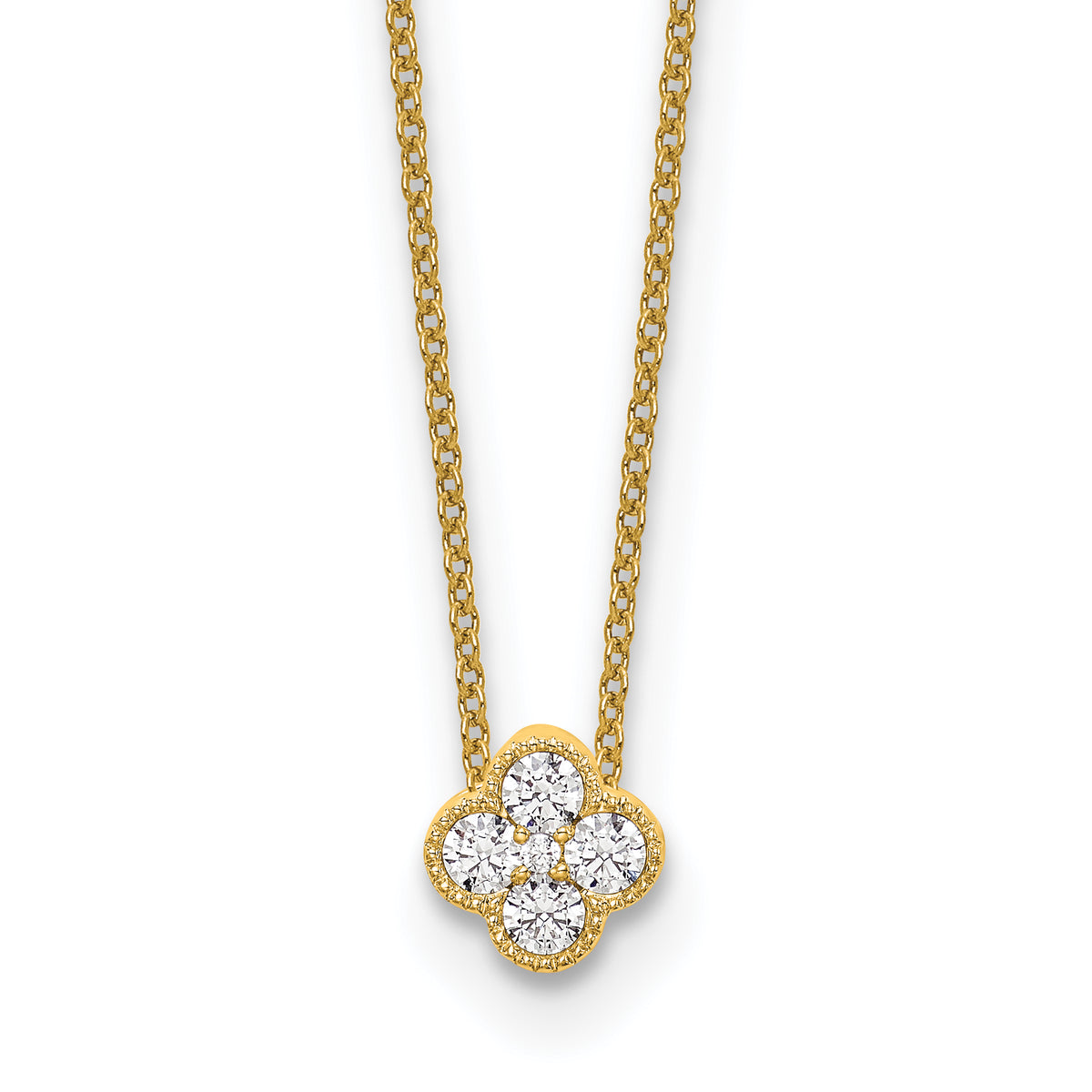Lab Grown Diamond Bloom Pendant Necklace - 10k Yellow Gold / 1/4 ctw. / VS/SI+ G+