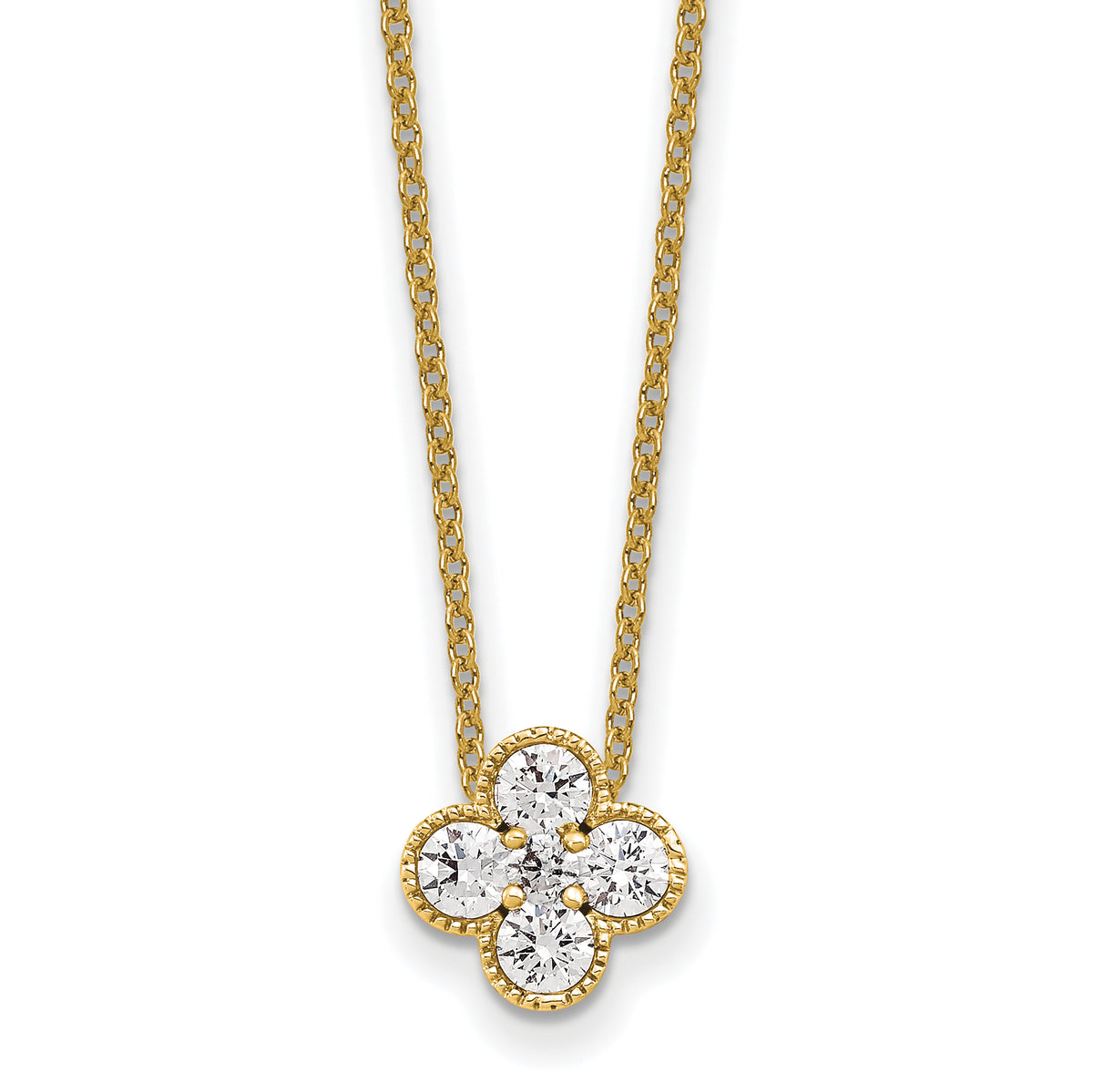 Lab Grown Diamond Bloom Pendant Necklace - 14k Yellow Gold / 1/2 ctw. / VS+ F+