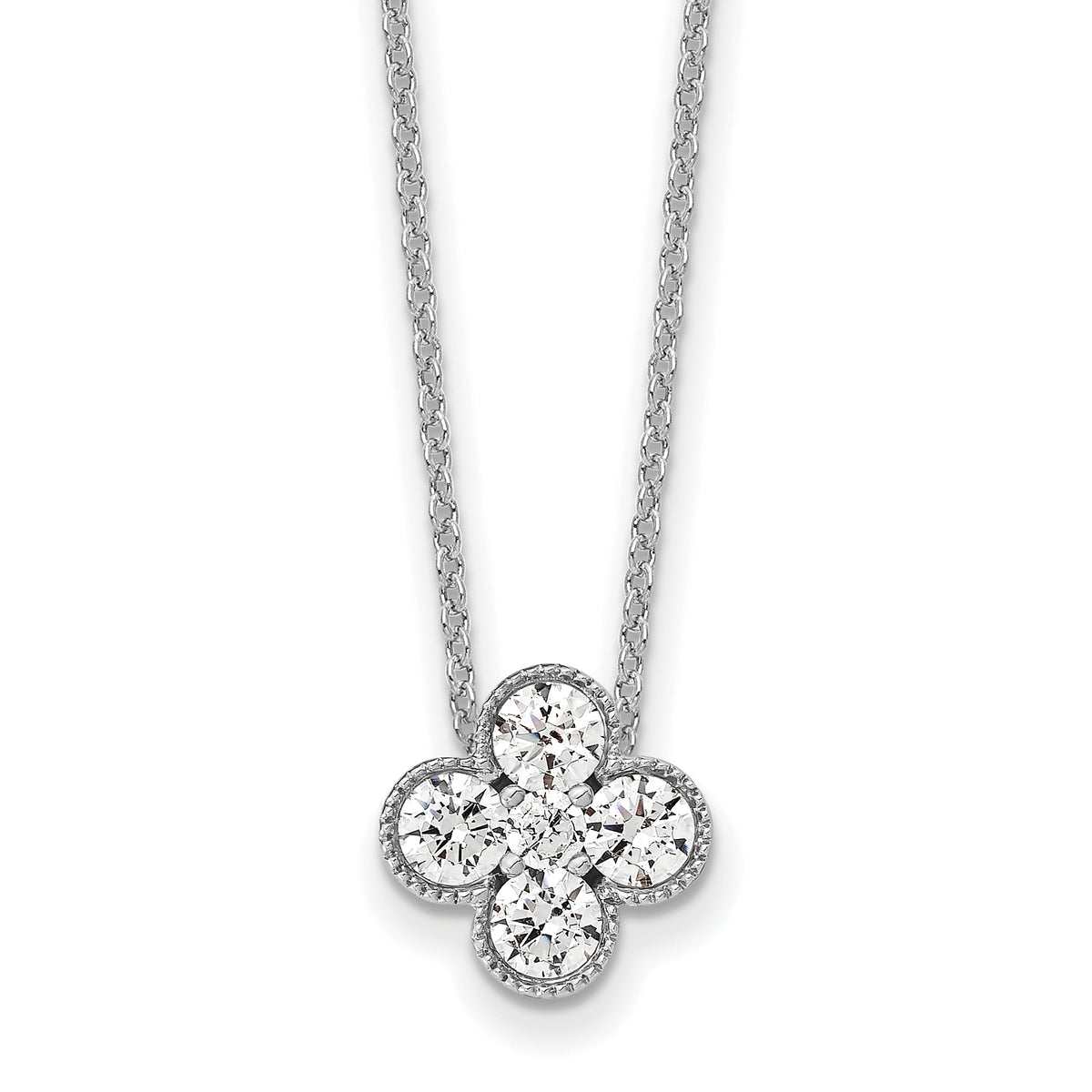 Lab Grown Diamond Bloom Pendant Necklace - 14k White Gold / 3/4 ctw. / VS+ F+