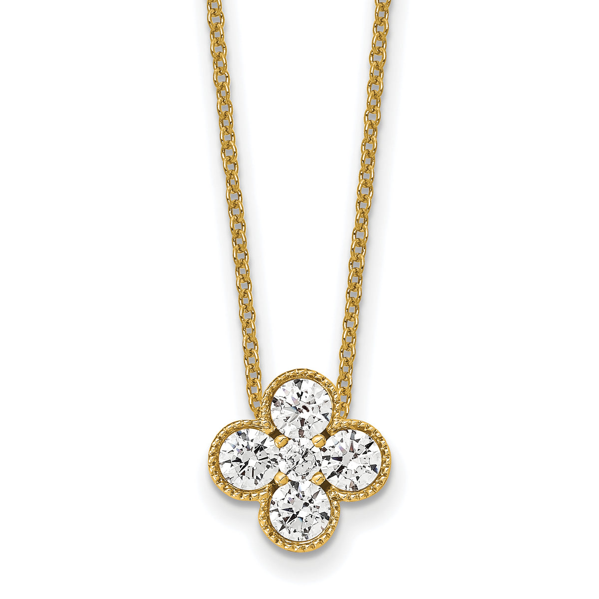Lab Grown Diamond Bloom Pendant Necklace - 14k Yellow Gold / 3/4 ctw. / VS+ F+